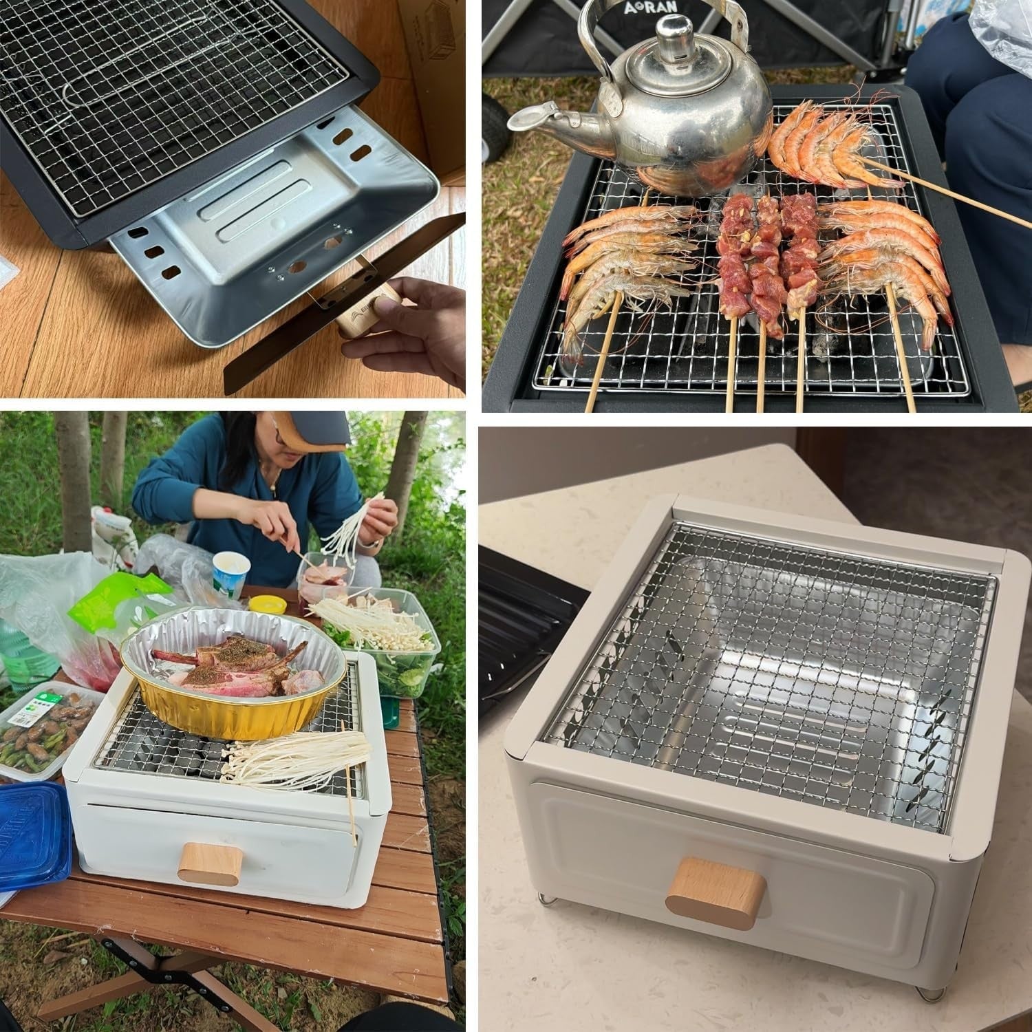 Portable Tabletop Charcoal Grill Stainless Steel Compact BBQ Oven for Camping