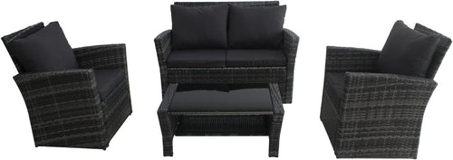 Outdoor 4 Seater Rattan Sofa Set Garden Patio Furniture Cushions Table