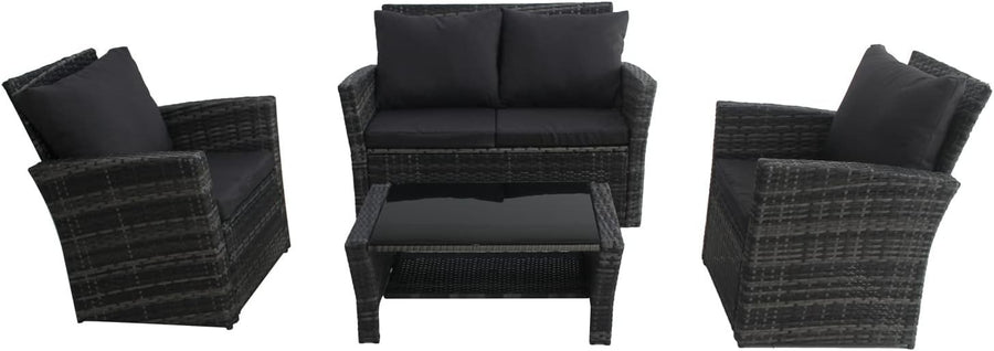 Outdoor 4 Seater Rattan Sofa Set Garden Patio Furniture Cushions Table