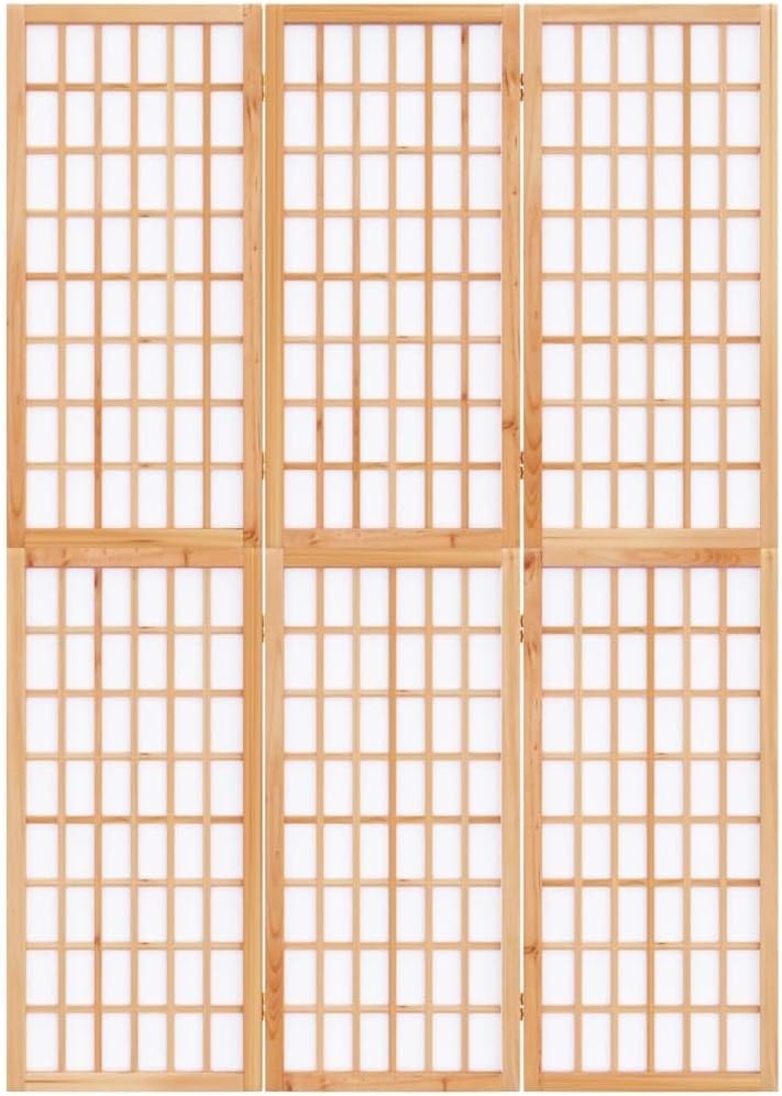 3 Panel Japanese Style Folding Room Divider 120x170cm – Natural Wood & Rice Pape