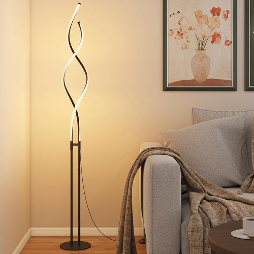 LED Spiral Floor Lamp Dimmable Corner Standing Light Modern Tall Lamp