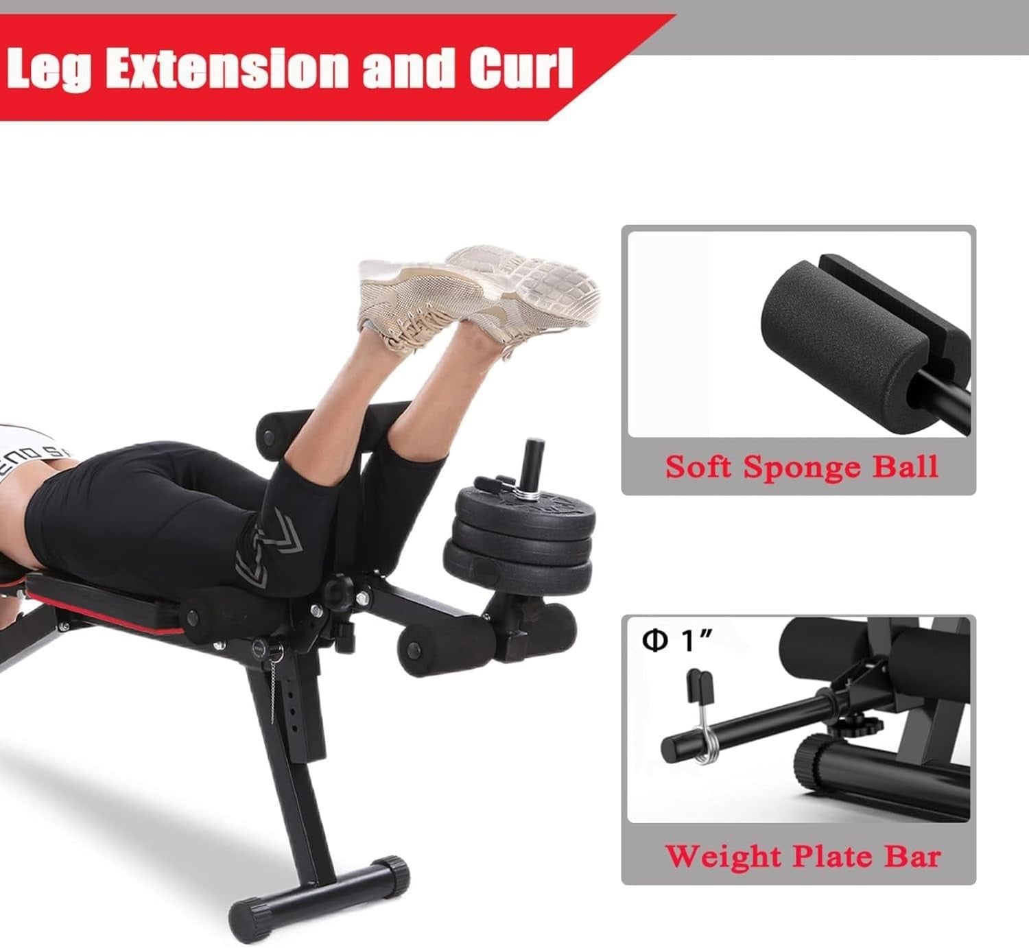 Adjustable Weight Bench With Leg Extension Curl Foldable Home Gym