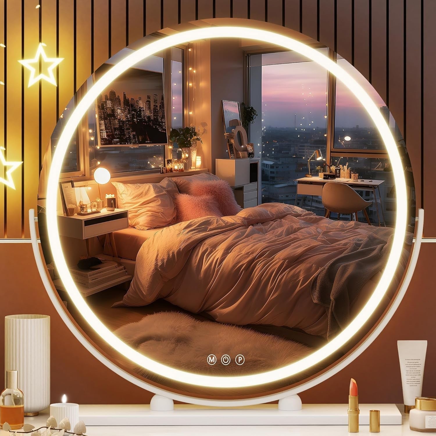 LED Vanity Mirror 60x60cm with Dimmable Lights & Smart Touch Control