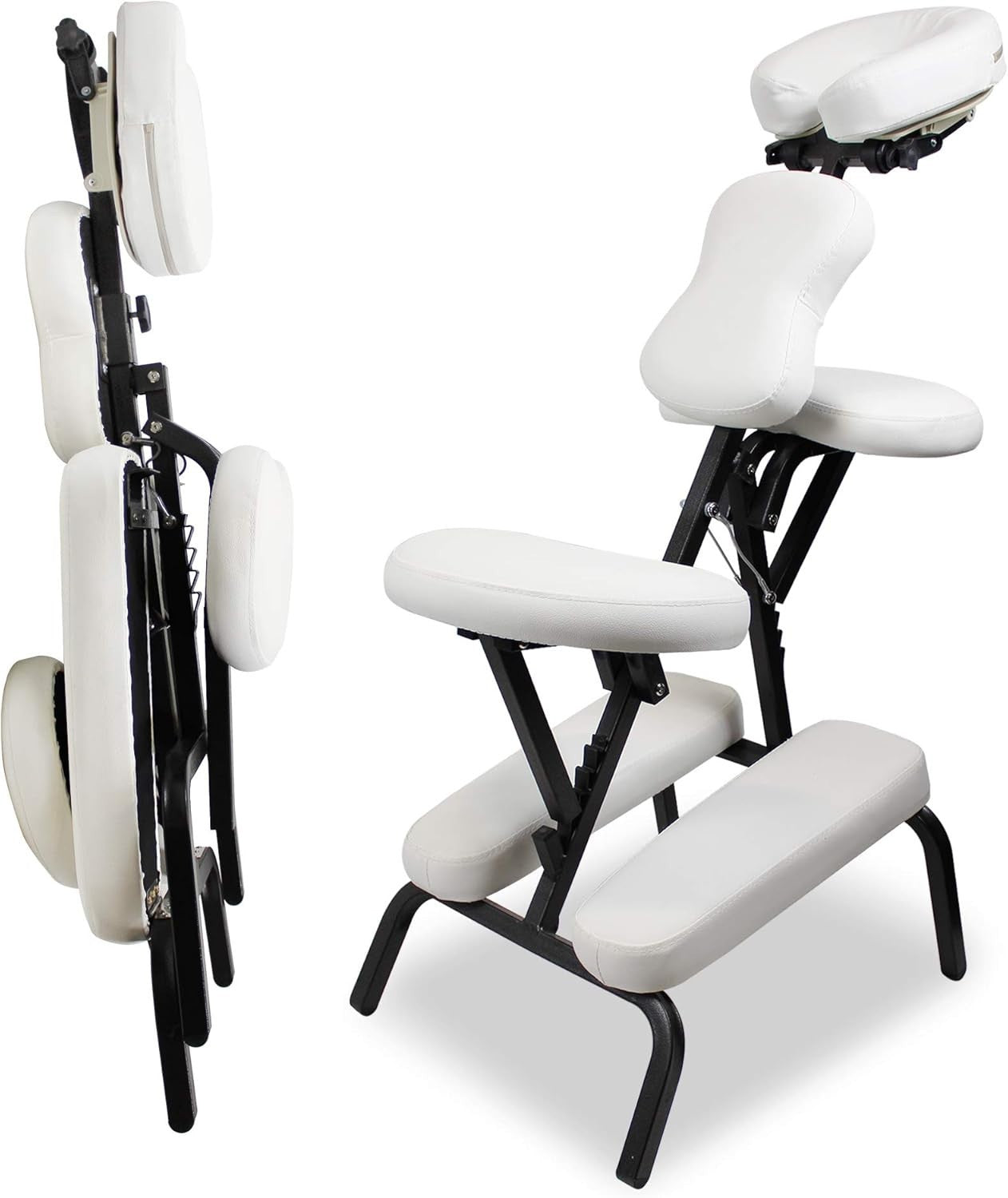 Portable Folding Massage Chair Adjustable Tattoo Beauty Therapy Stool White
