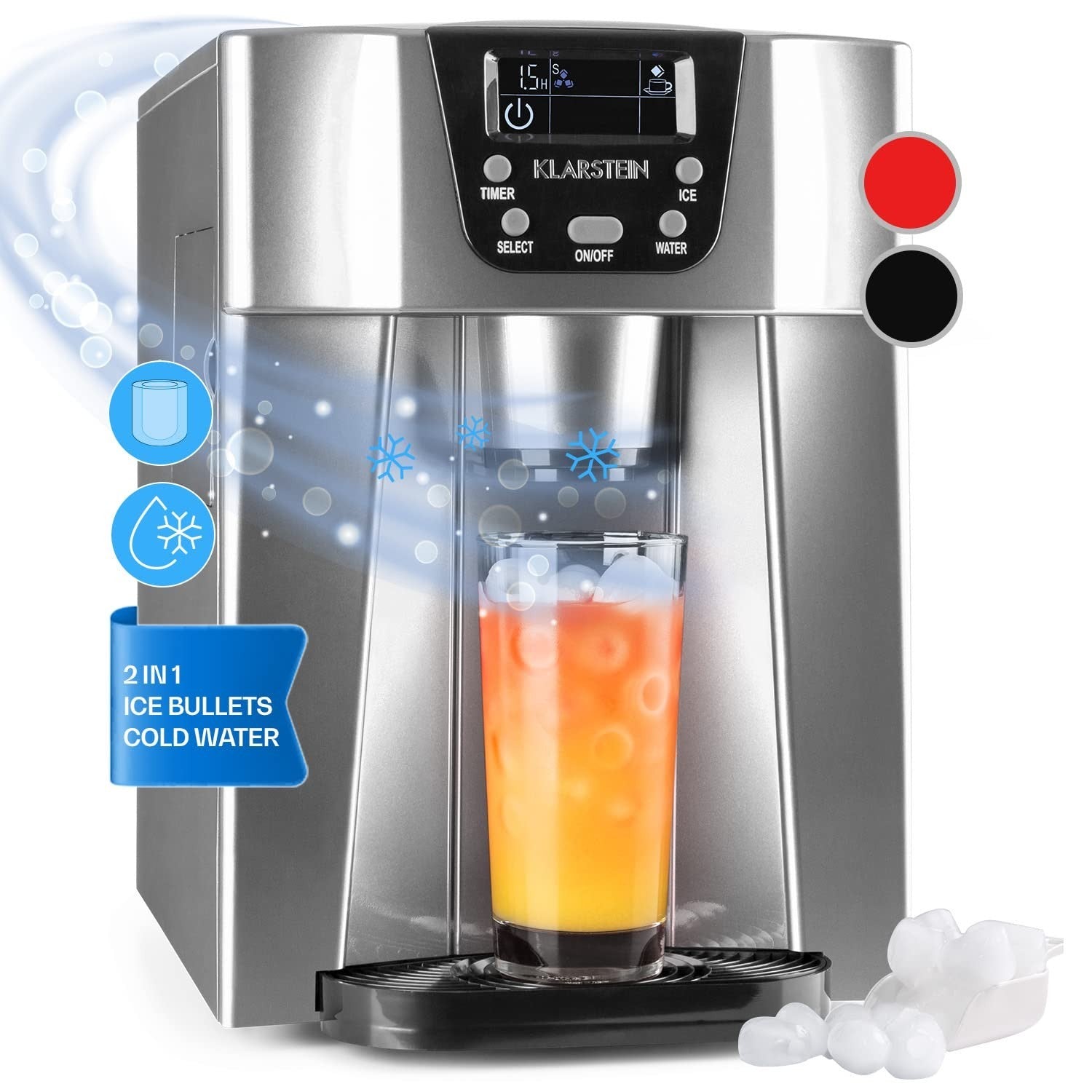 Countertop Ice Maker Bullet Cubes Fast 12kg/24h Cold Water Dispenser