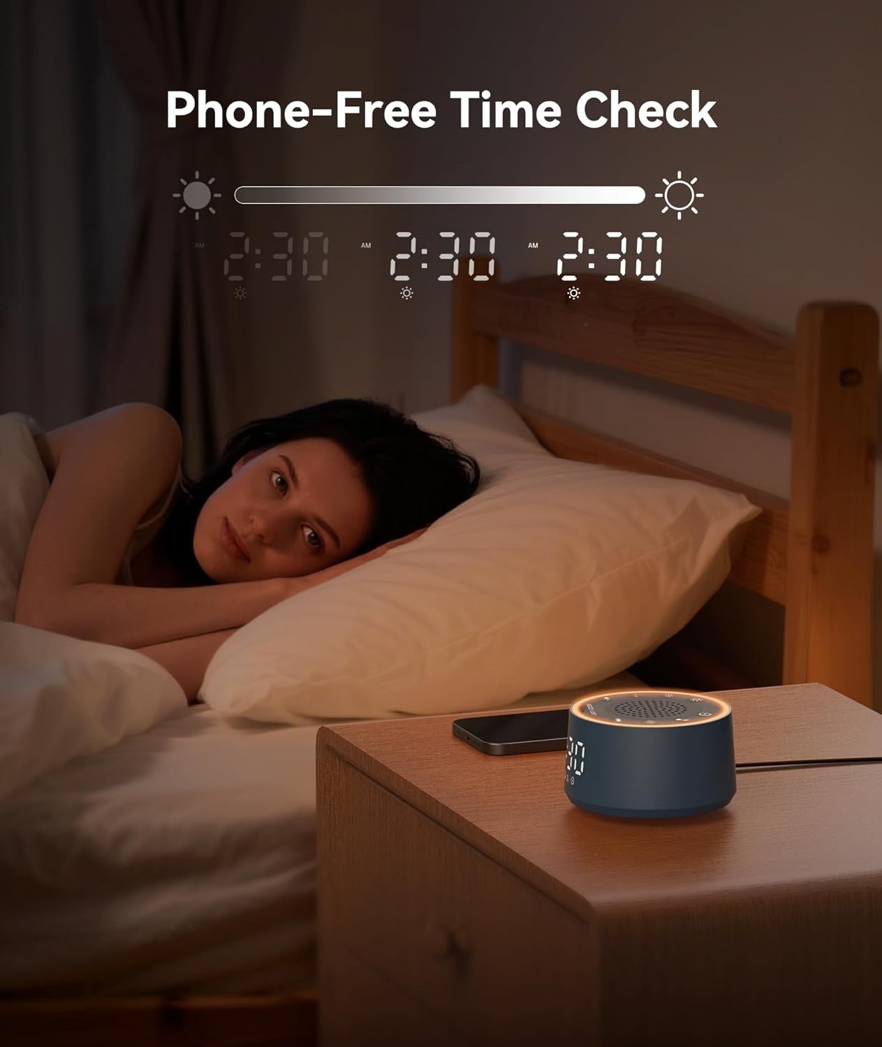 White Noise Machine Alarm Clock for Sleep | 25 Soothing Sounds & Night Light