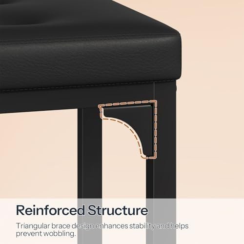 Modern Black Upholstered Dining Bench with H-Frame for Entryway 140kg Capacity