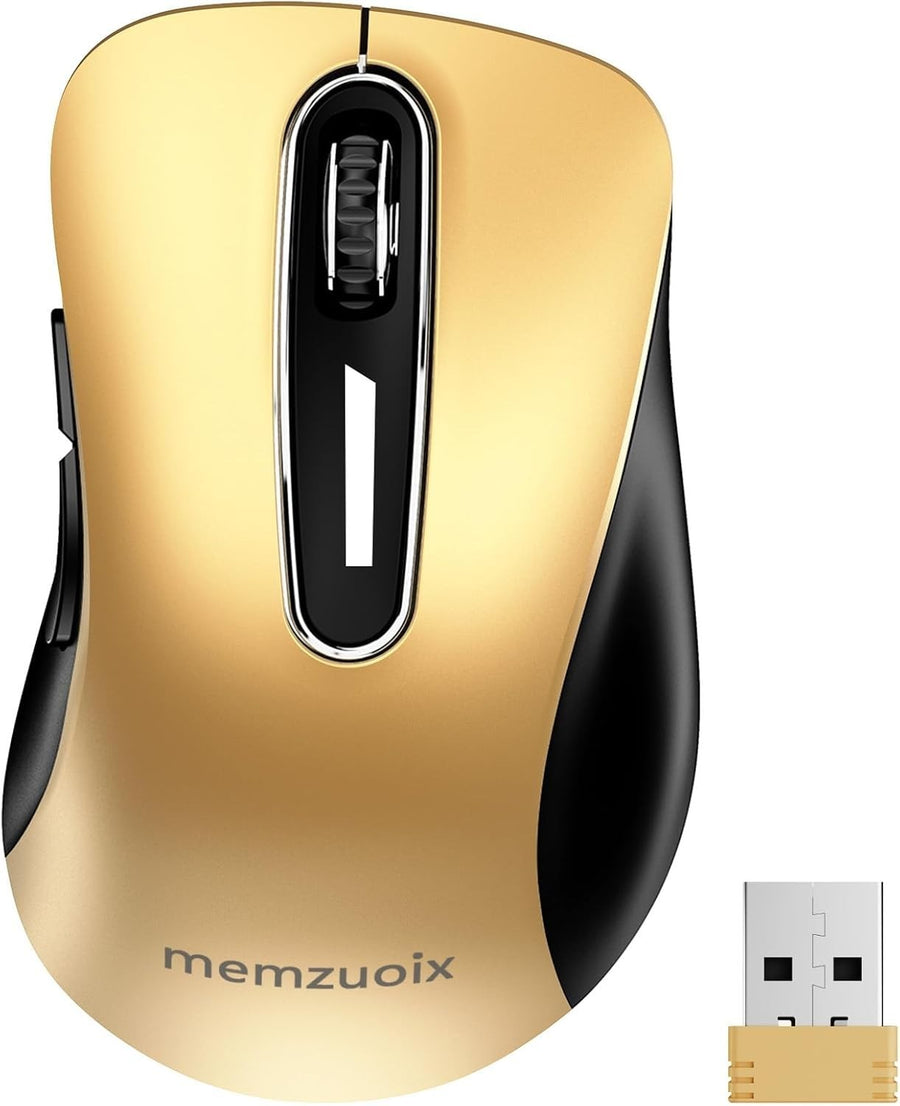 Gold Wireless Mouse 1400 DPI USB 2.4G 5-Button Ergonomic Laptop