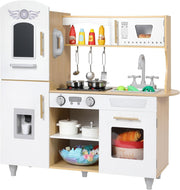 Kids Wooden Play Kitchen w/ Lights Sounds Ice Cream Maker