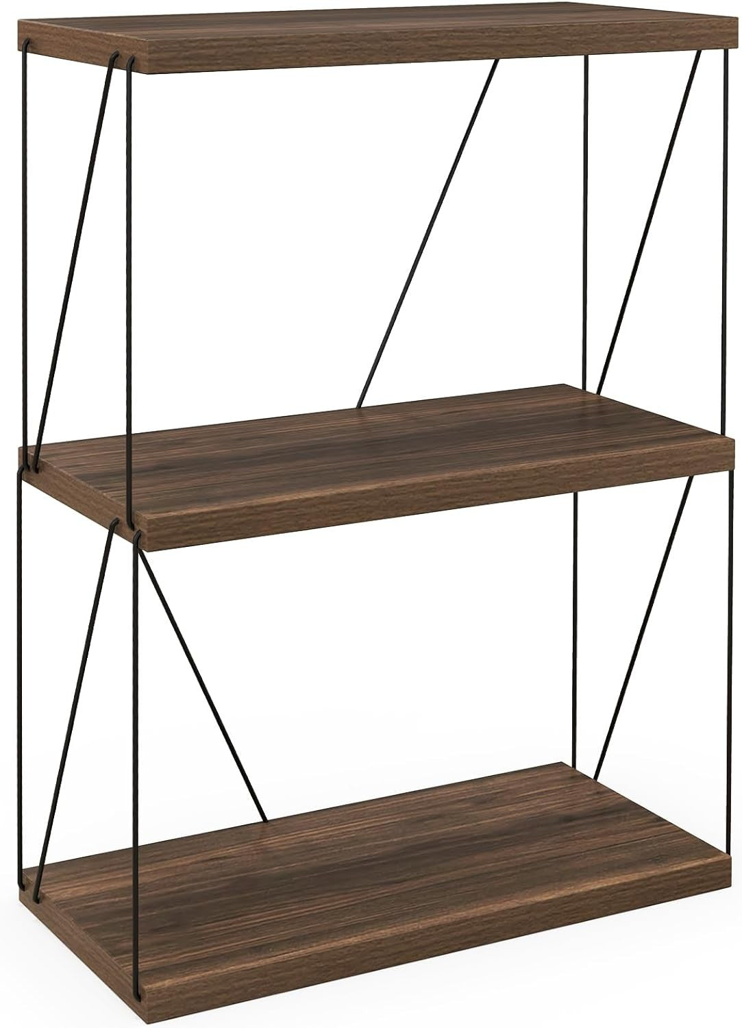 3-Tier Industrial Bookshelf Rustic Wood & Metal Display Storage Unit for Home
