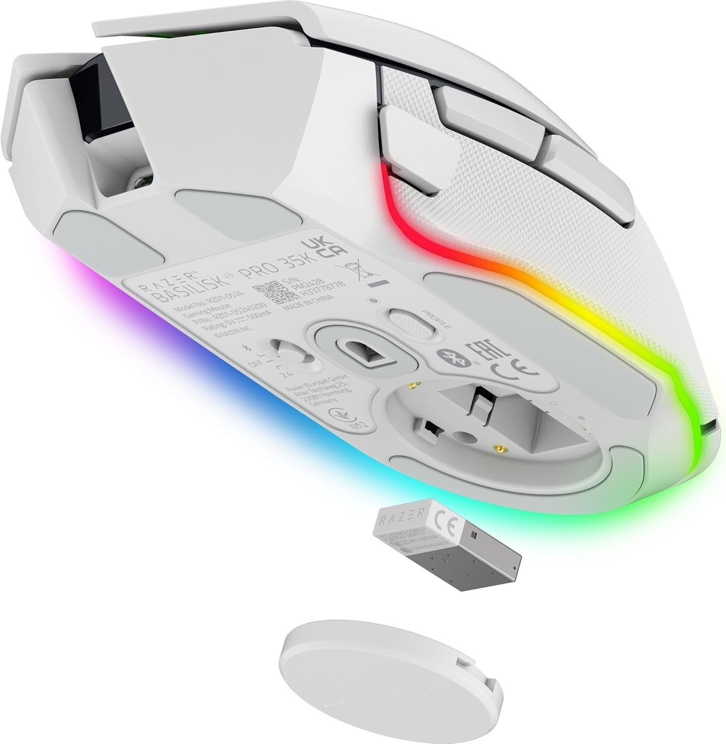 Wireless Gaming Mouse 35K DPI RGB Tilt Wheel 13 Button Pro Ergonomic White