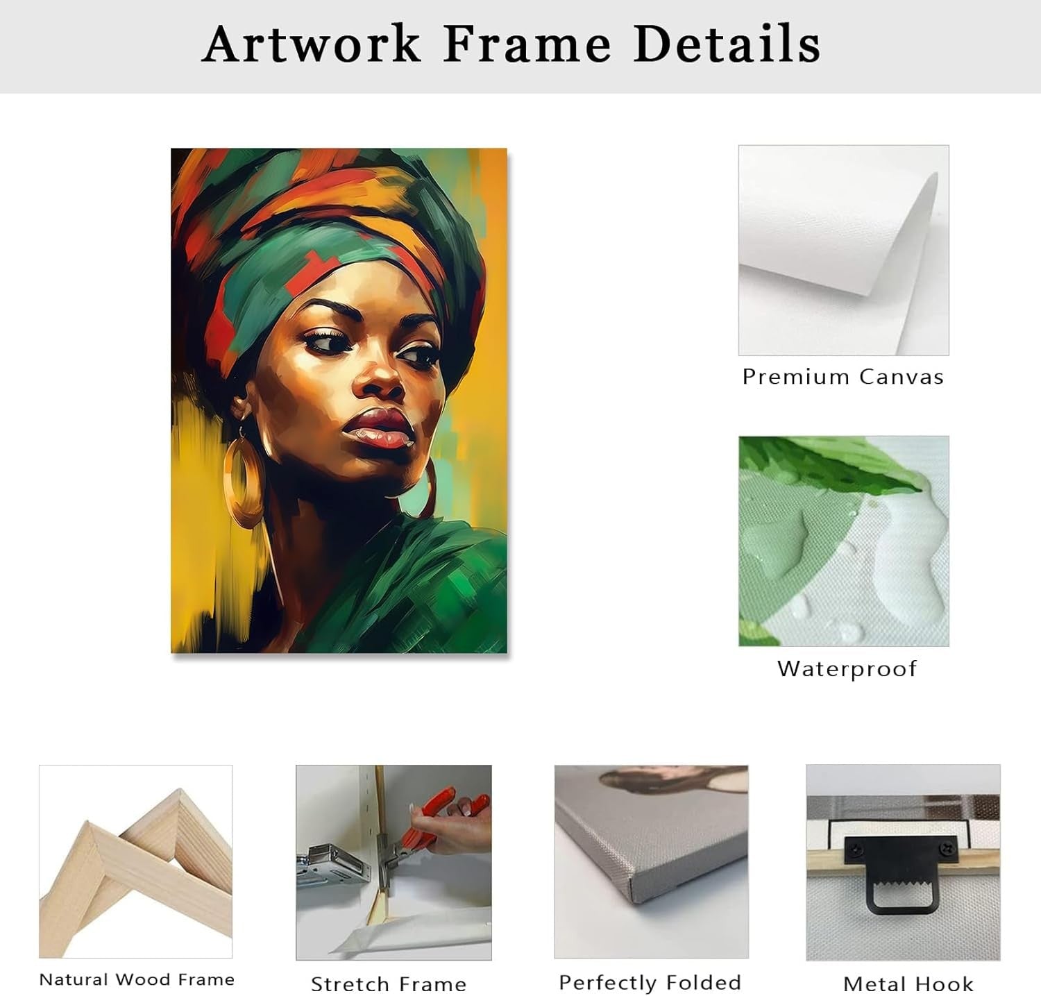 African Woman Canvas Wall Art 60x40cm Framed Portrait