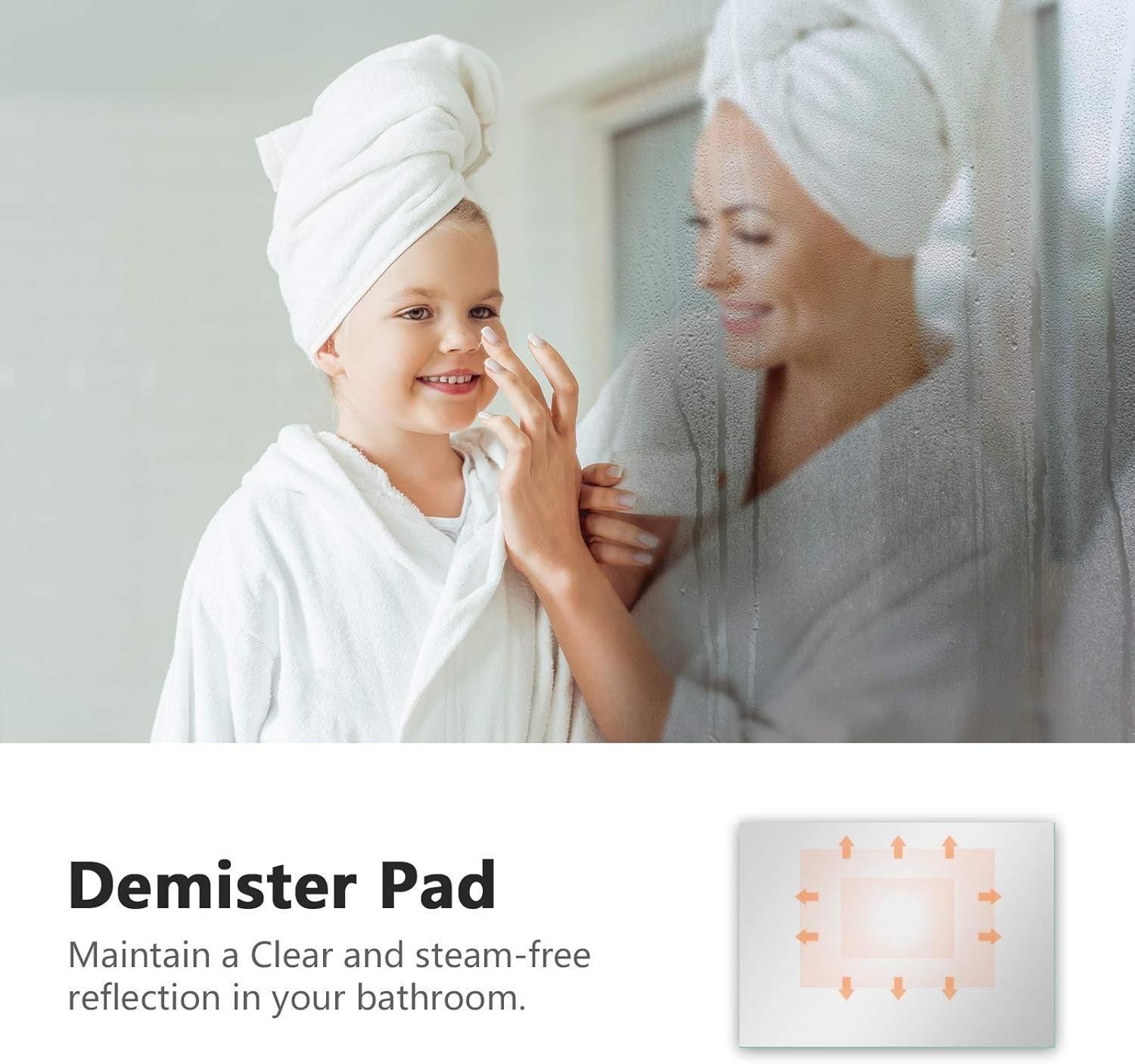 LED Bathroom Mirror 50x70cm Anti-Fog Touch Dimmable Backlit Wall Mount