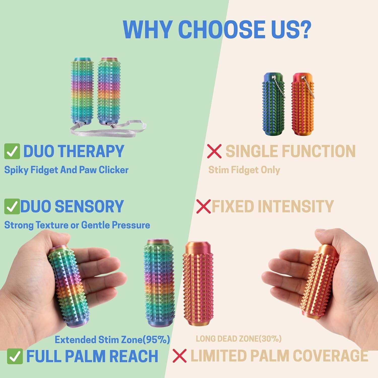 2pcs Paw Clicker Pain Stim Fidget Spiky Stress Relief ADHD Toy