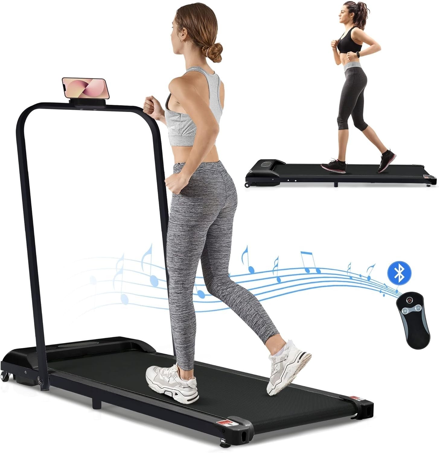BTM Under Desk Folding Treadmill 1-6KM/H with Bluetooth & LCD Display