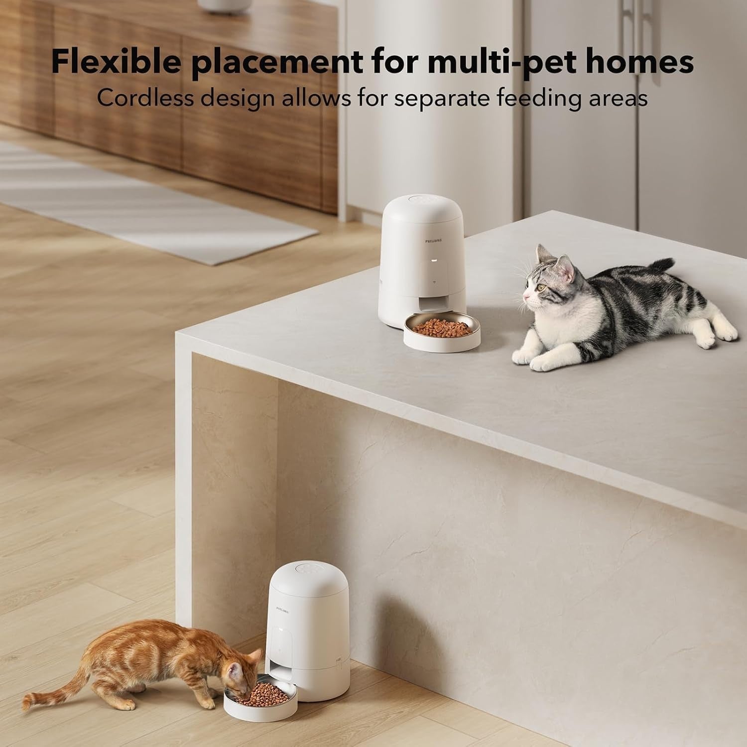 Automatic Cat Feeder WiFi App Control Rechargeable 2L Food Dispenser