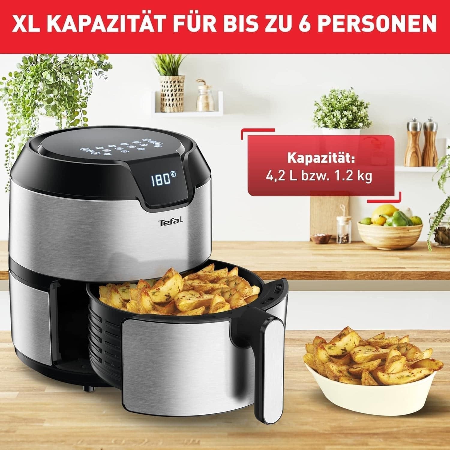 XL Air Fryer 4.2L 1500W Digital Touchscreen 6 Programs Grill Roast Bake