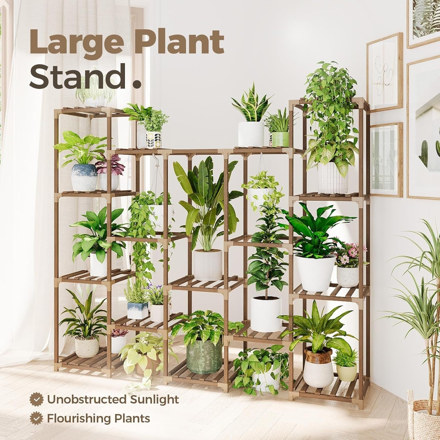 Tier Large Wooden Plant Stand, Multi-Level Indoor Outdoor Flower Shelf