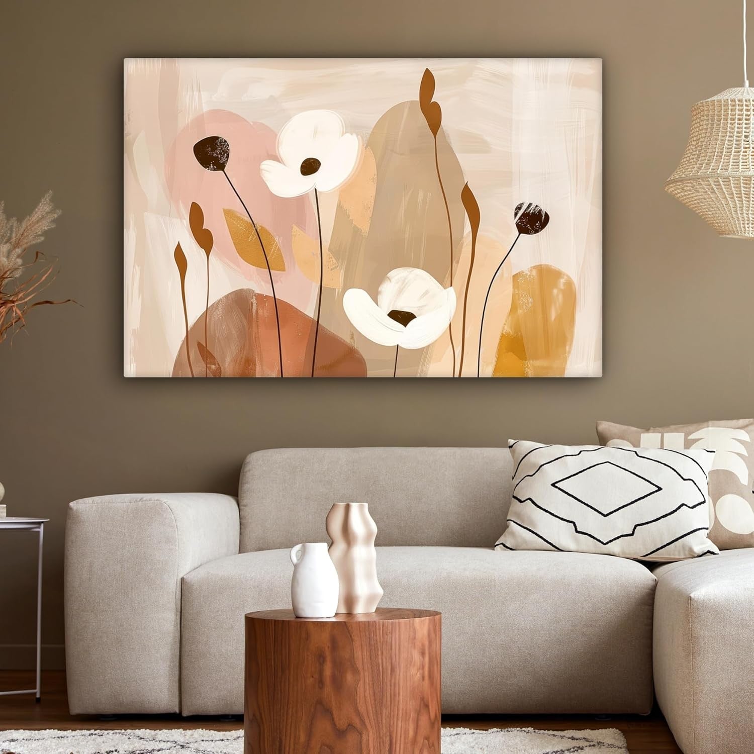 Large Abstract Floral Canvas Wall Art 120x80cm Modern Living Room Decor