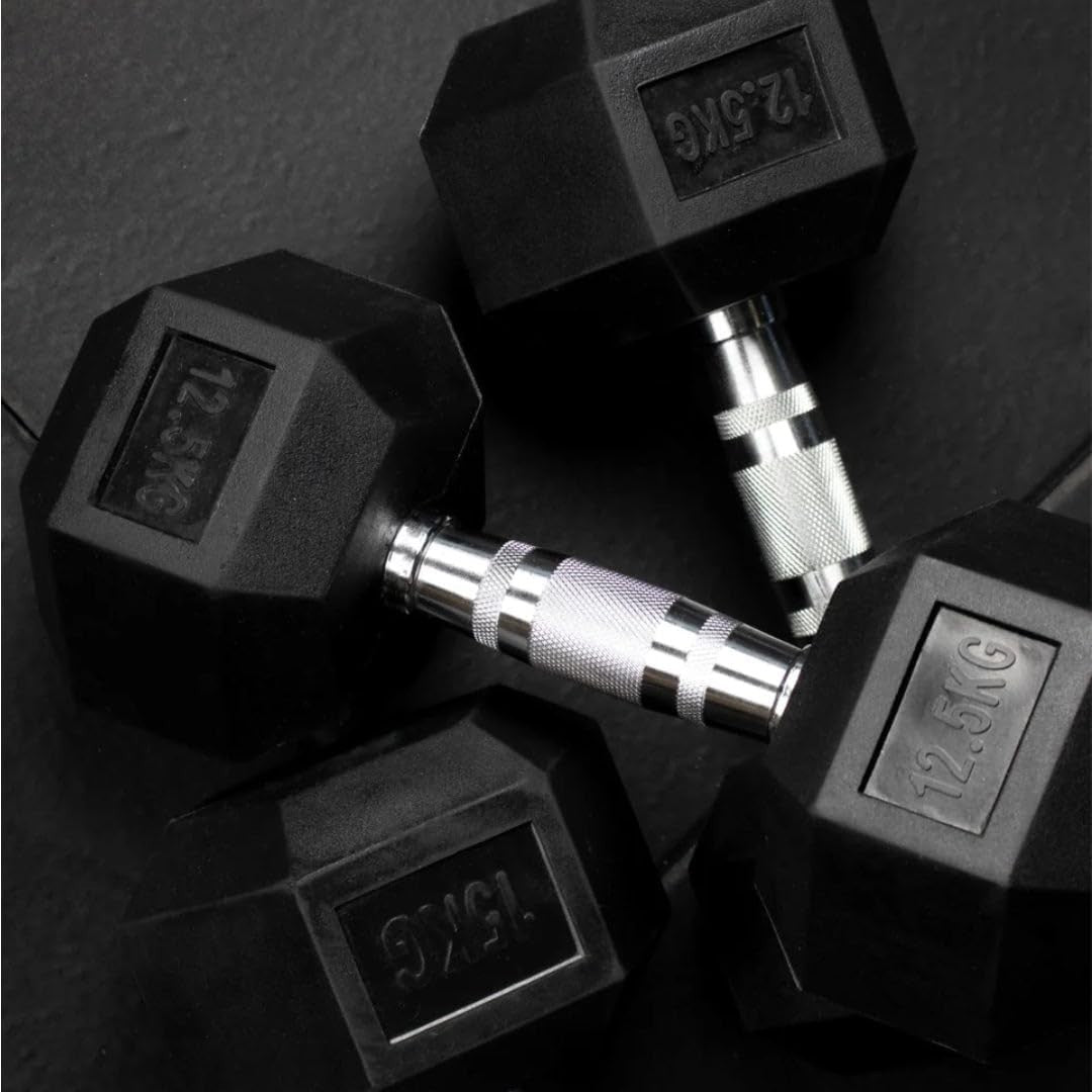 70kg Dumbbell Pair 2x35kg Rubber Hex Weights Commercial Home Gym