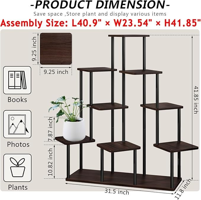 9 Tier Metal Plant Stand Indoor Outdoor Corner Tall Flower Shelf Display Rack