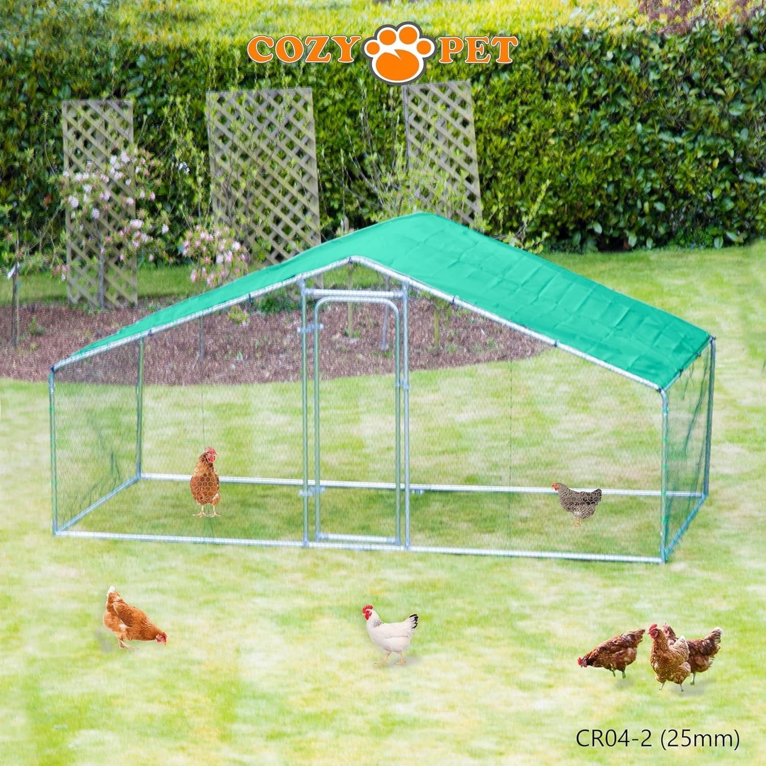 4x2m Walk In Chicken Run 25mm Steel Heavy Duty Pen