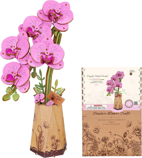 3D Wooden Orchid Flower Puzzle – Adjustable DIY Home Decor Gift