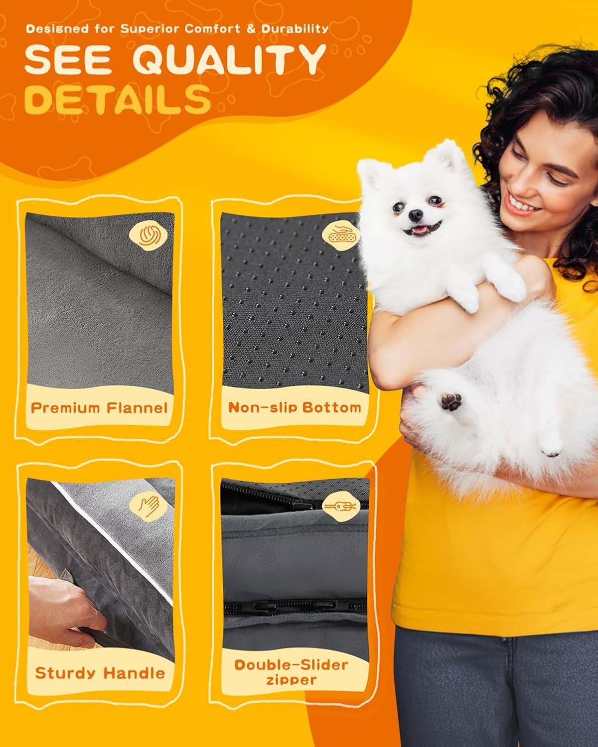 XL Orthopedic Dog Bed 117x76cm Waterproof Washable