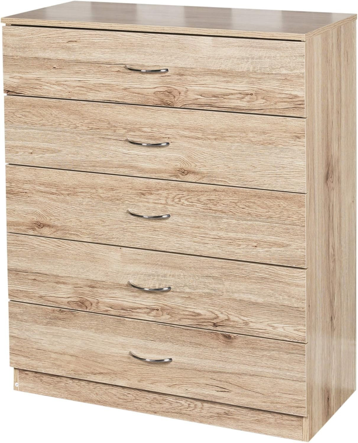 5 Drawer Chest of Drawers Oak Wood Bedroom Storage Unit Modern Tall Slim