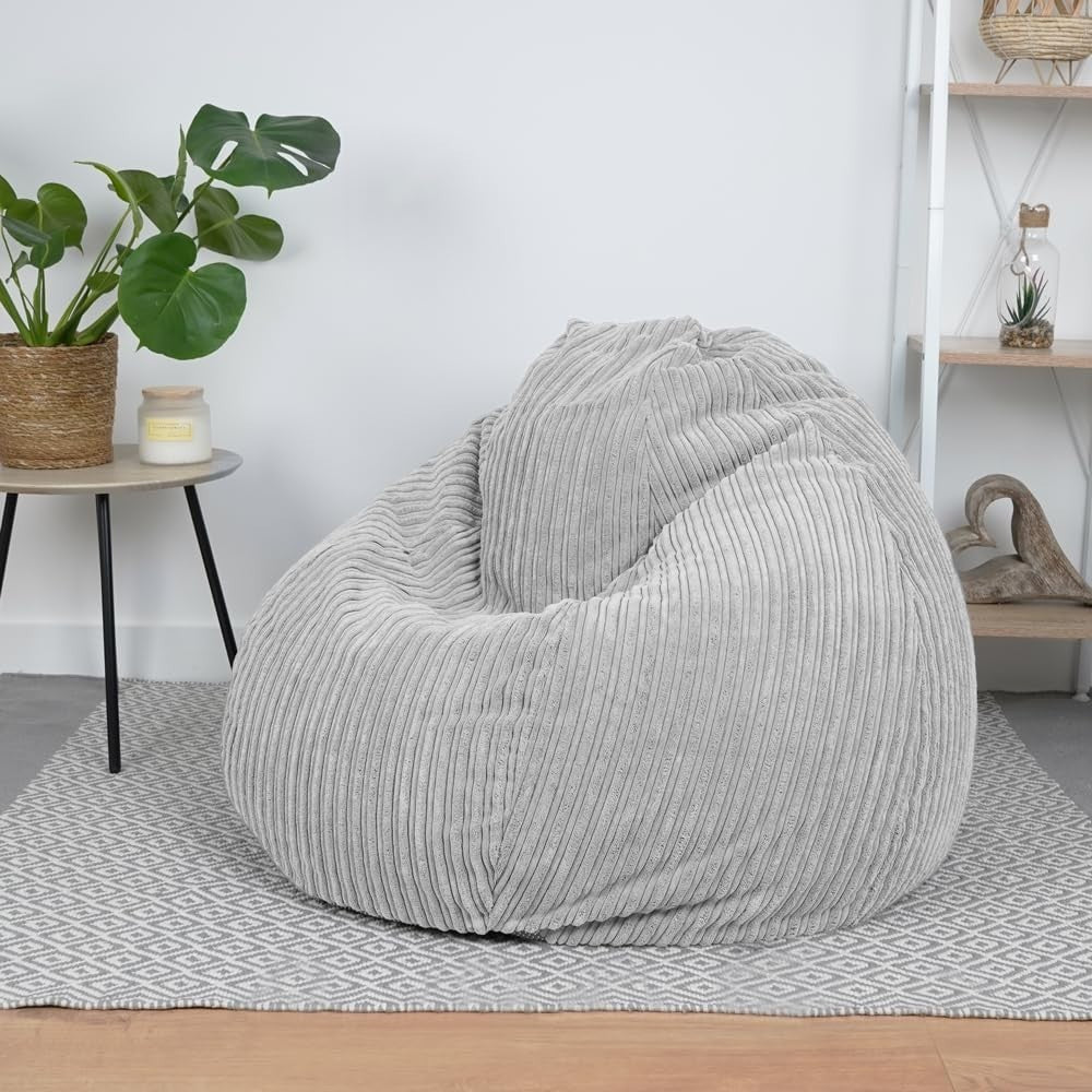 XL Corduroy Bean Bag Chair Adult Lounger Seat Sofa Soft Gaming Recliner