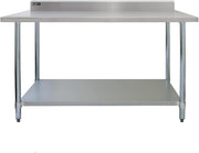 4FT Stainless Steel Catering Prep Table 250kg Bench Shelf Backsplash 120x60