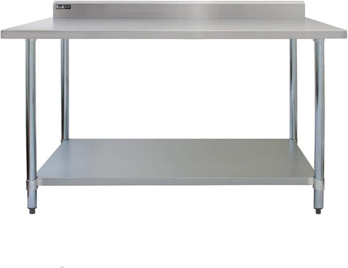 4FT Stainless Steel Catering Prep Table 250kg Bench Shelf Backsplash 120x60