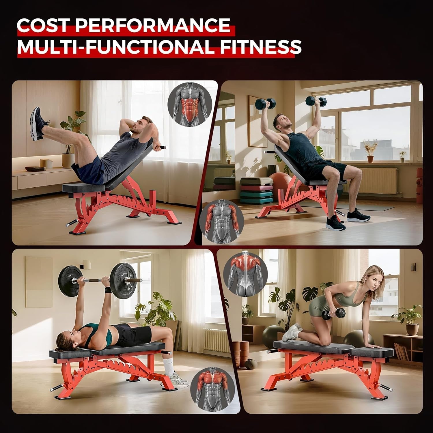 Heavy Duty Adjustable Bench 1300lb Incline Decline Flat Home Gym