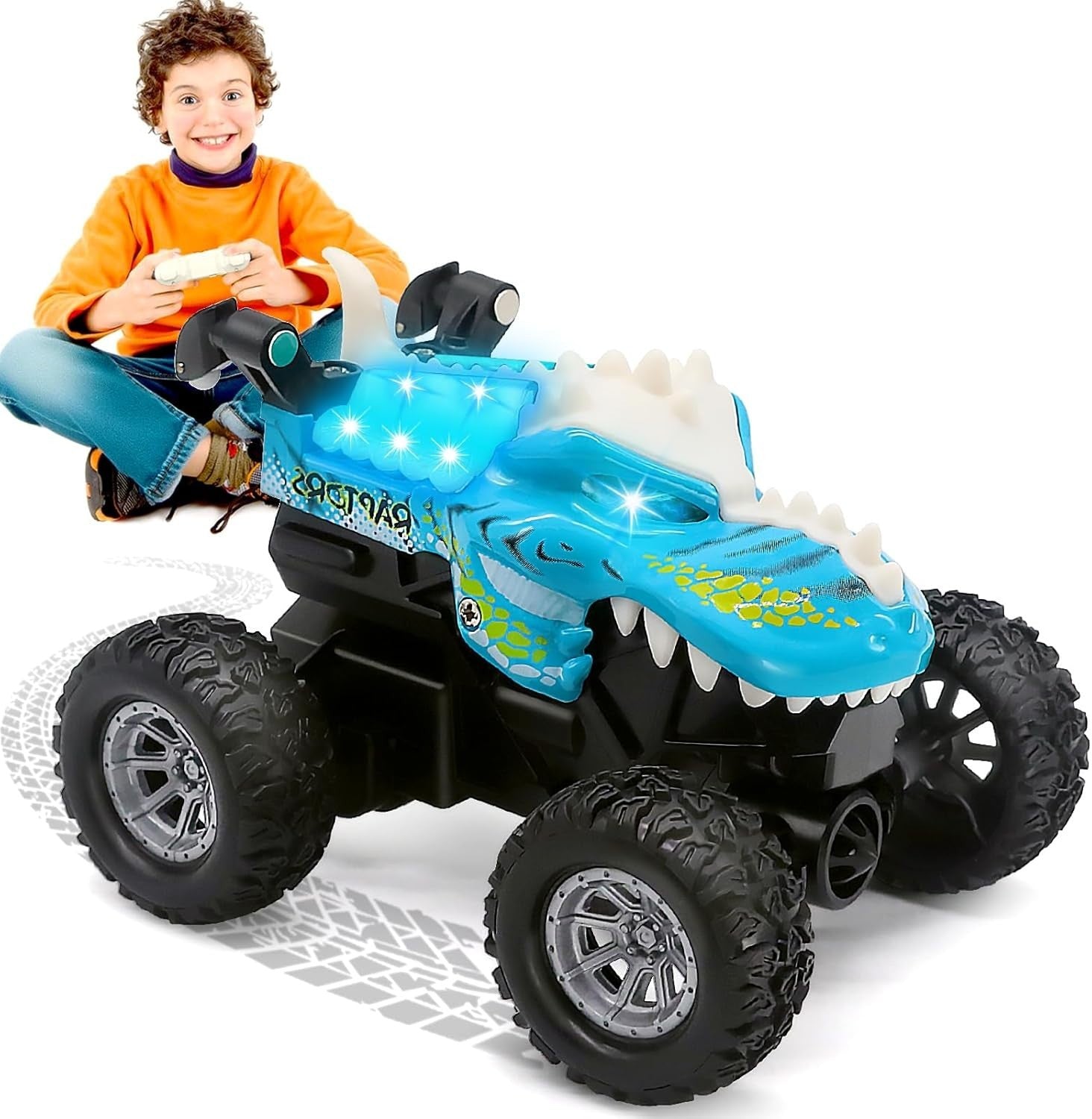 Dinosaur RC Car with LED Eyes – 2.4GHz Mini Stunt Toy for Kids