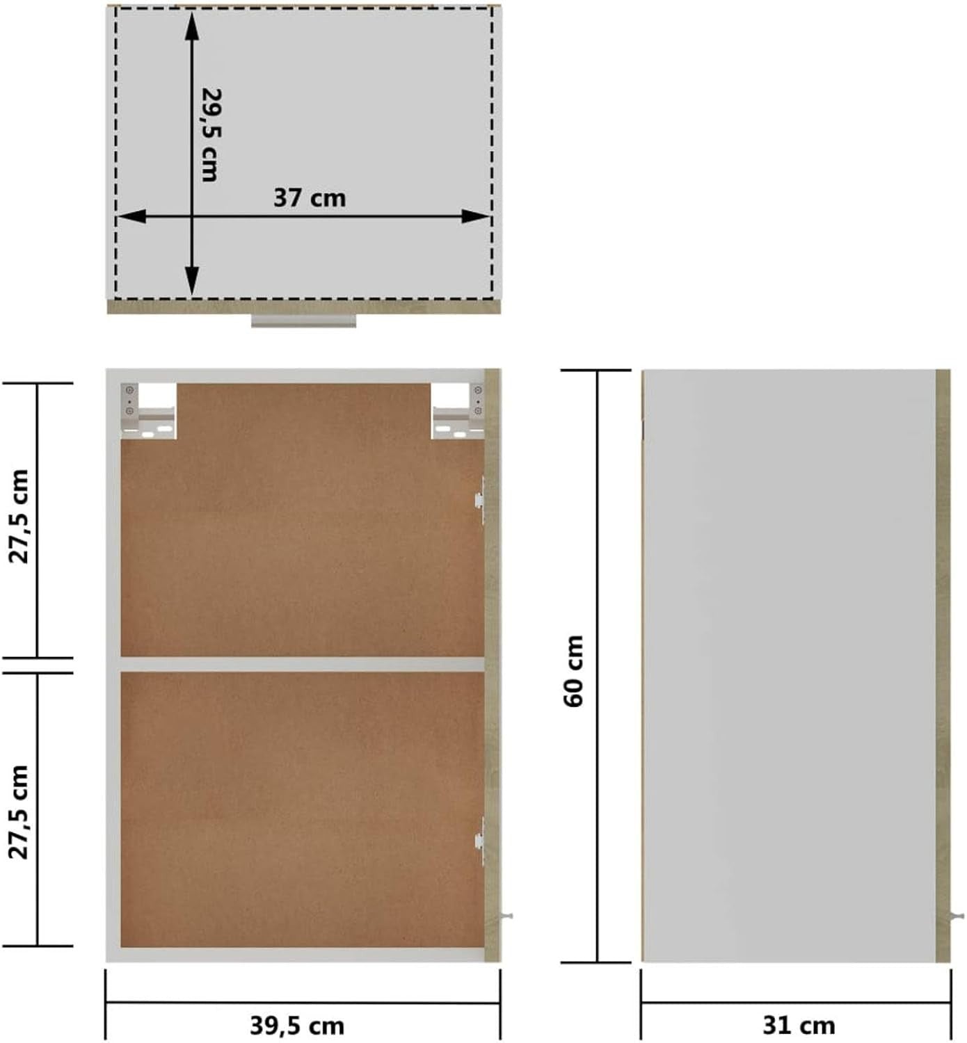 Wall Mounted Kitchen Cabinet with Lockable Doors & Spacious Shelves 39.5x31x60cm
