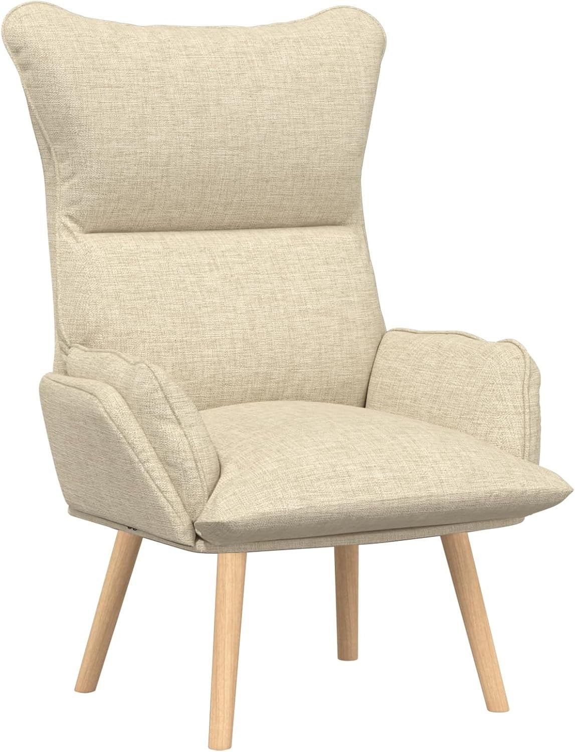 Ergonomic Cream  Recliner Chair with Removable Cushion & Wooden Legs