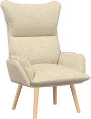 Ergonomic Cream  Recliner Chair with Removable Cushion & Wooden Legs