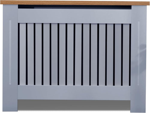 Medium Grey Radiator Cover MDF Cabinet | Modern Vertical Slat Heater Guard 111cm