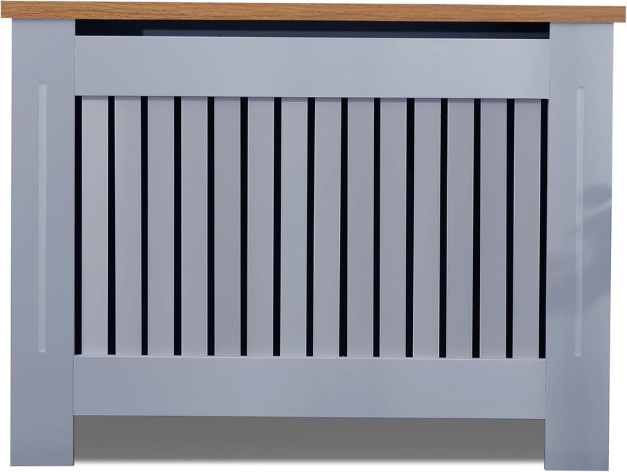 Medium Grey Radiator Cover MDF Cabinet | Modern Vertical Slat Heater Guard 111cm