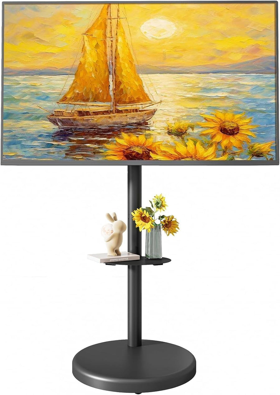 Adjustable Rolling TV Stand 37-86" Tilt Swivel Mobile Cart with Shelf & Storage