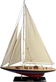 50cm Wooden Sailing Yacht Model | Nautical Decor | Detailed Sailboat Ornament