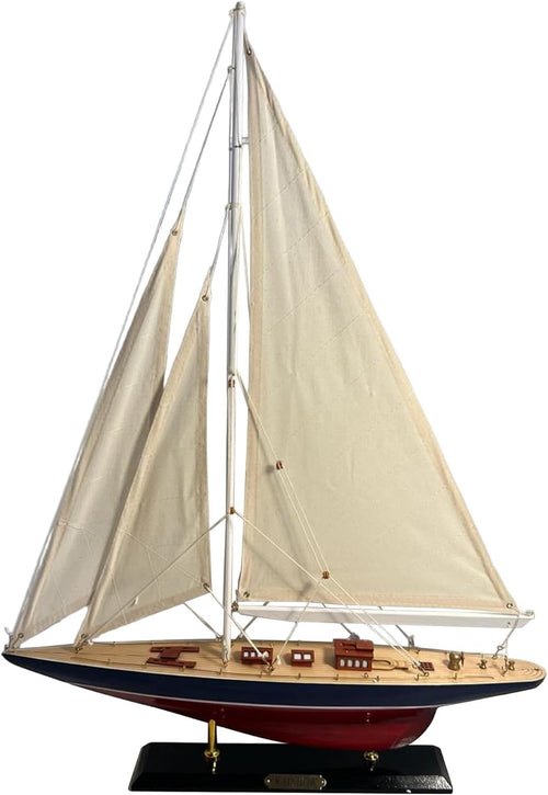 50cm Wooden Sailing Yacht Model | Nautical Decor | Detailed Sailboat Ornament