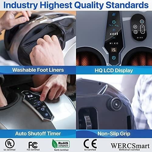 Miko Foot Massager Heated Shiatsu Deep Kneading Air Compression