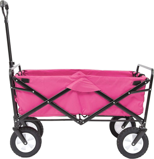 Pink Folding Wagon Cart 150lb Heavy Duty Compact Foldable Utility Trolley
