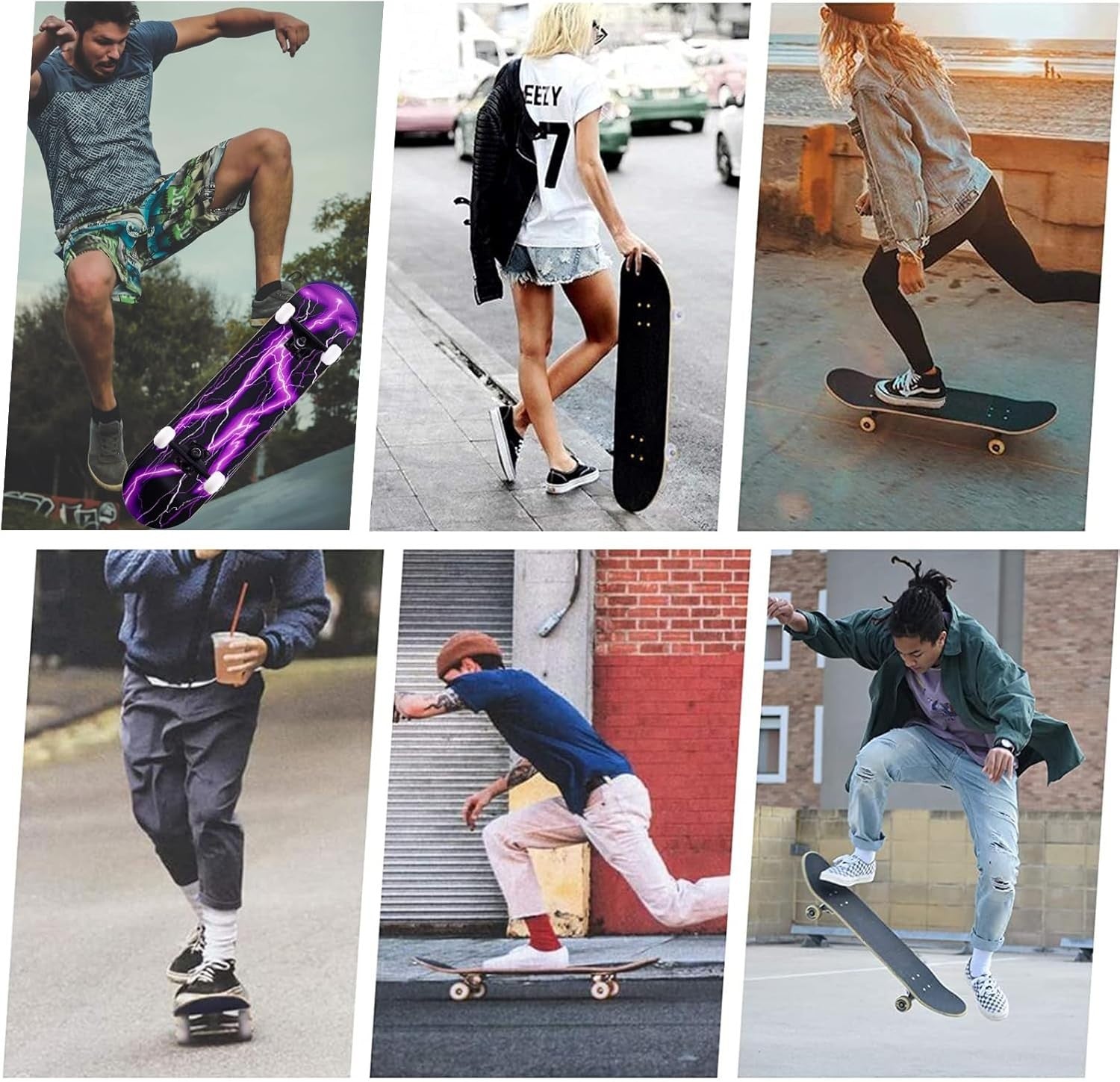 31 Inch Complete Skateboard Maple Deck Double Kick Kids Teens Adult Beginner