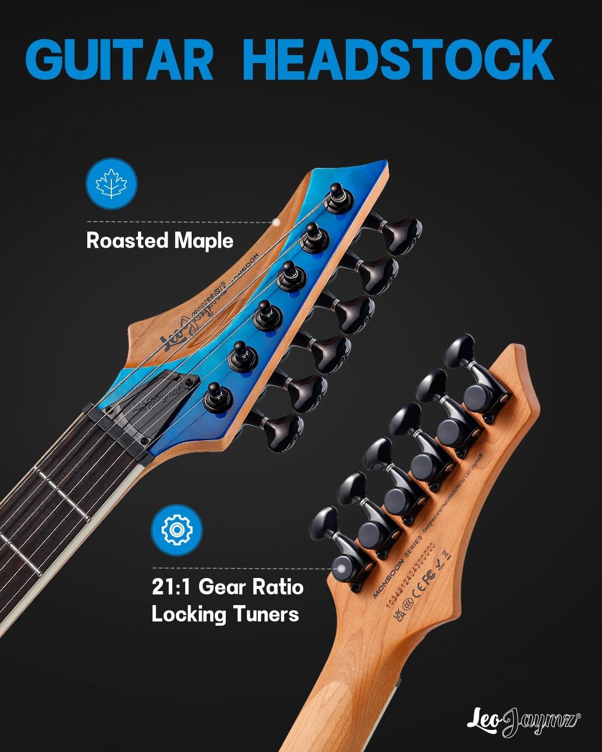 Electric Guitar HH Pickups Locking Tuners Maple Neck Blue Burst