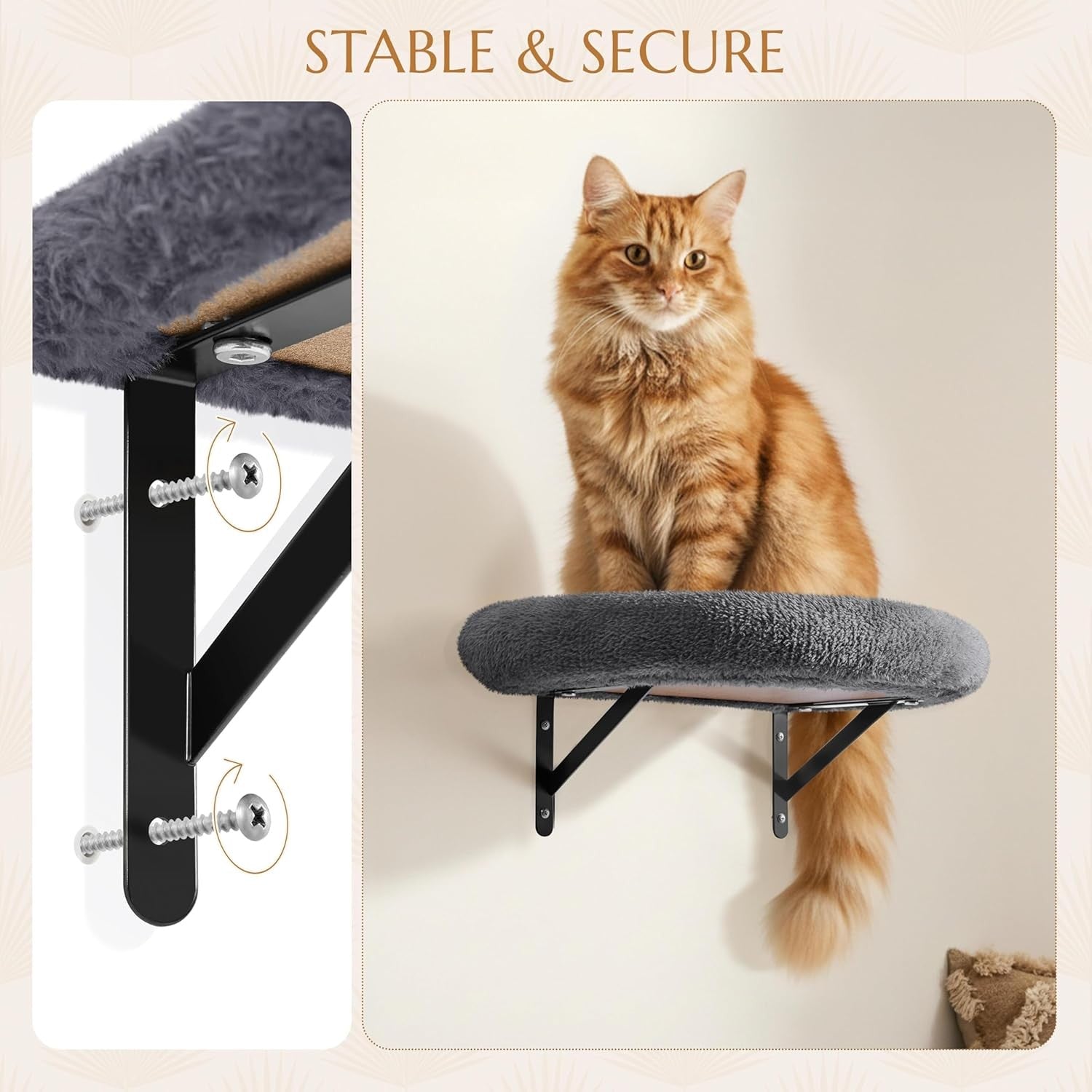 Wall Mounted Cat Shelves Climbing Set with Scratching Posts Perches Dark Grey