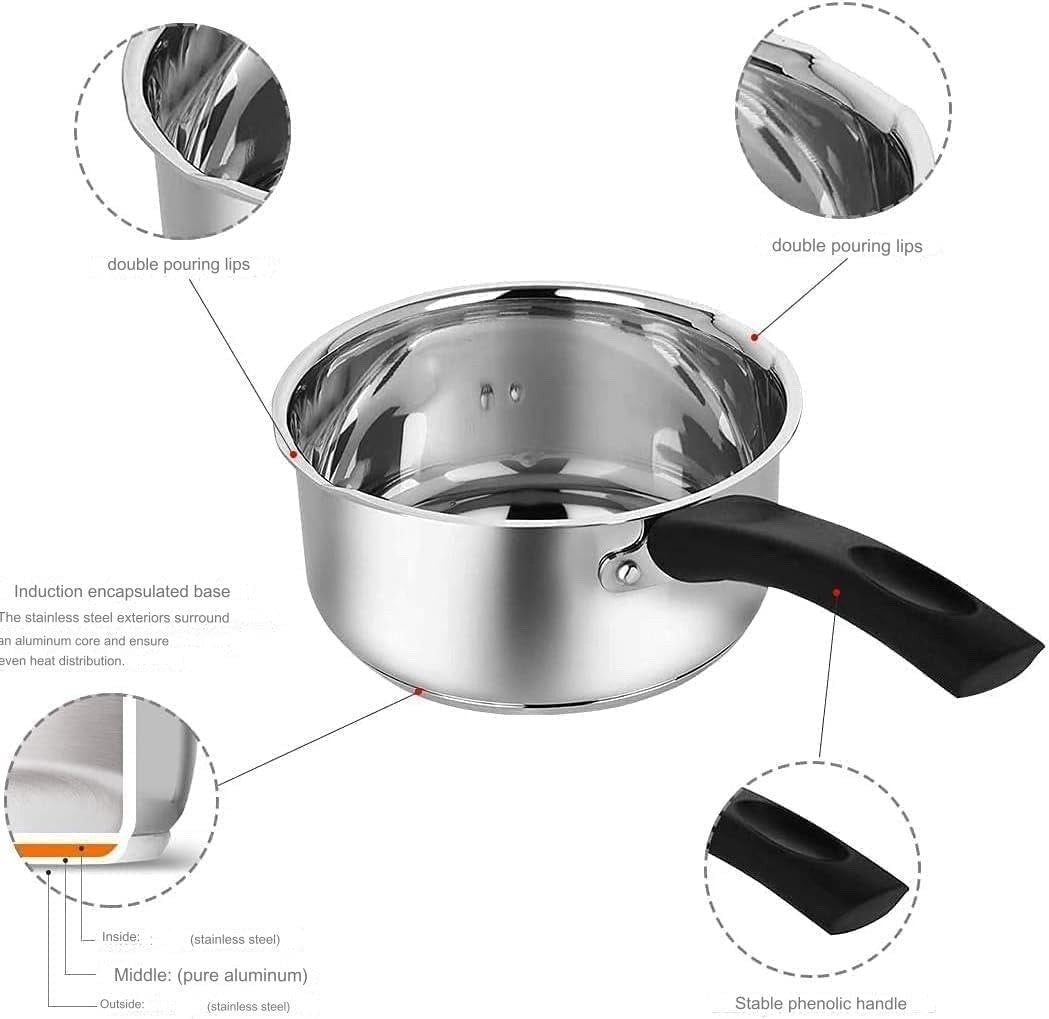 20cm Stainless Steel 2.5 Litre Saucepan with Glass Lid Induction Dishwasher Safe