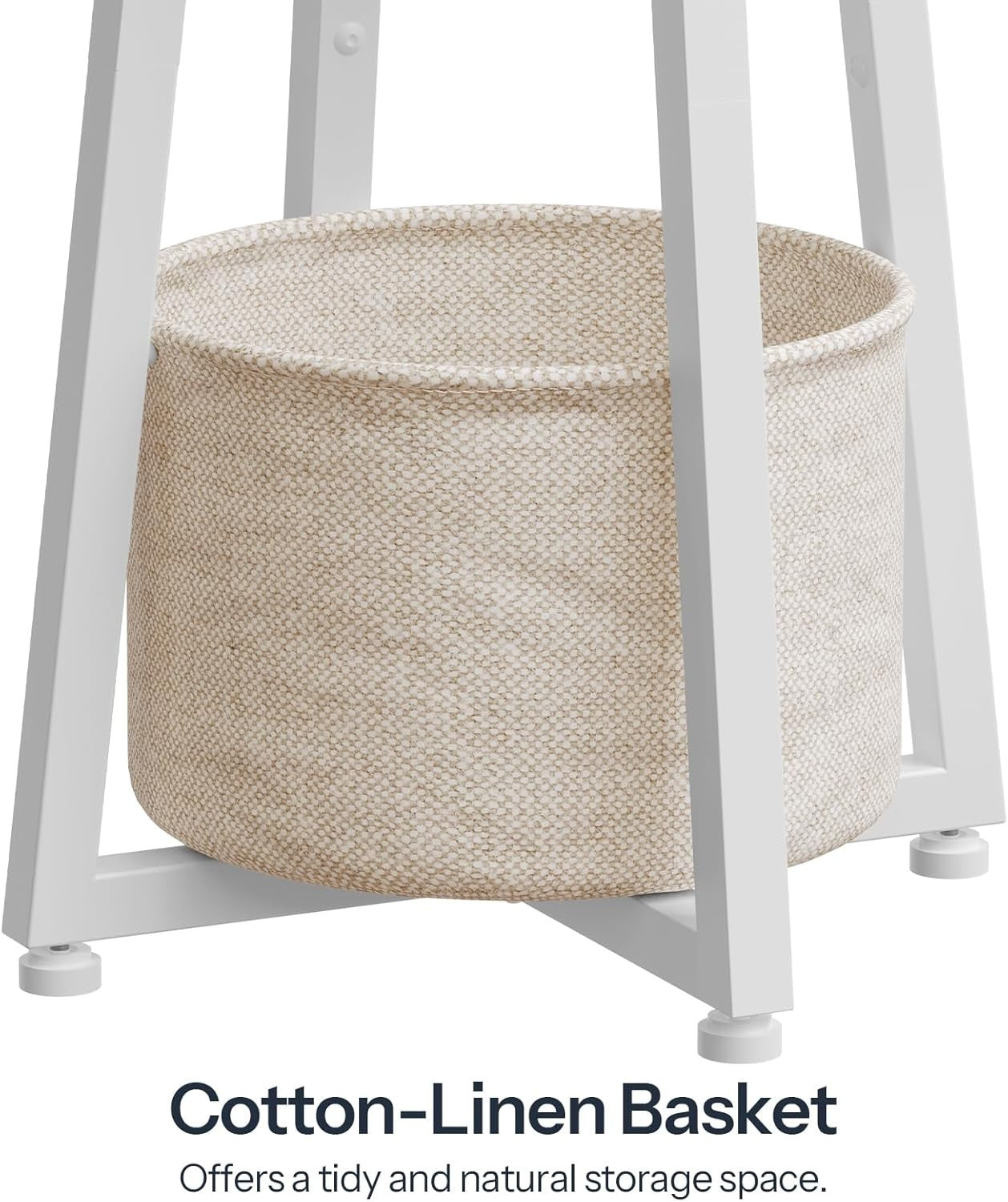 White 2-Tier Round Side Table 30x30x60 cm | Sofa & Bedside Table w/ Storage