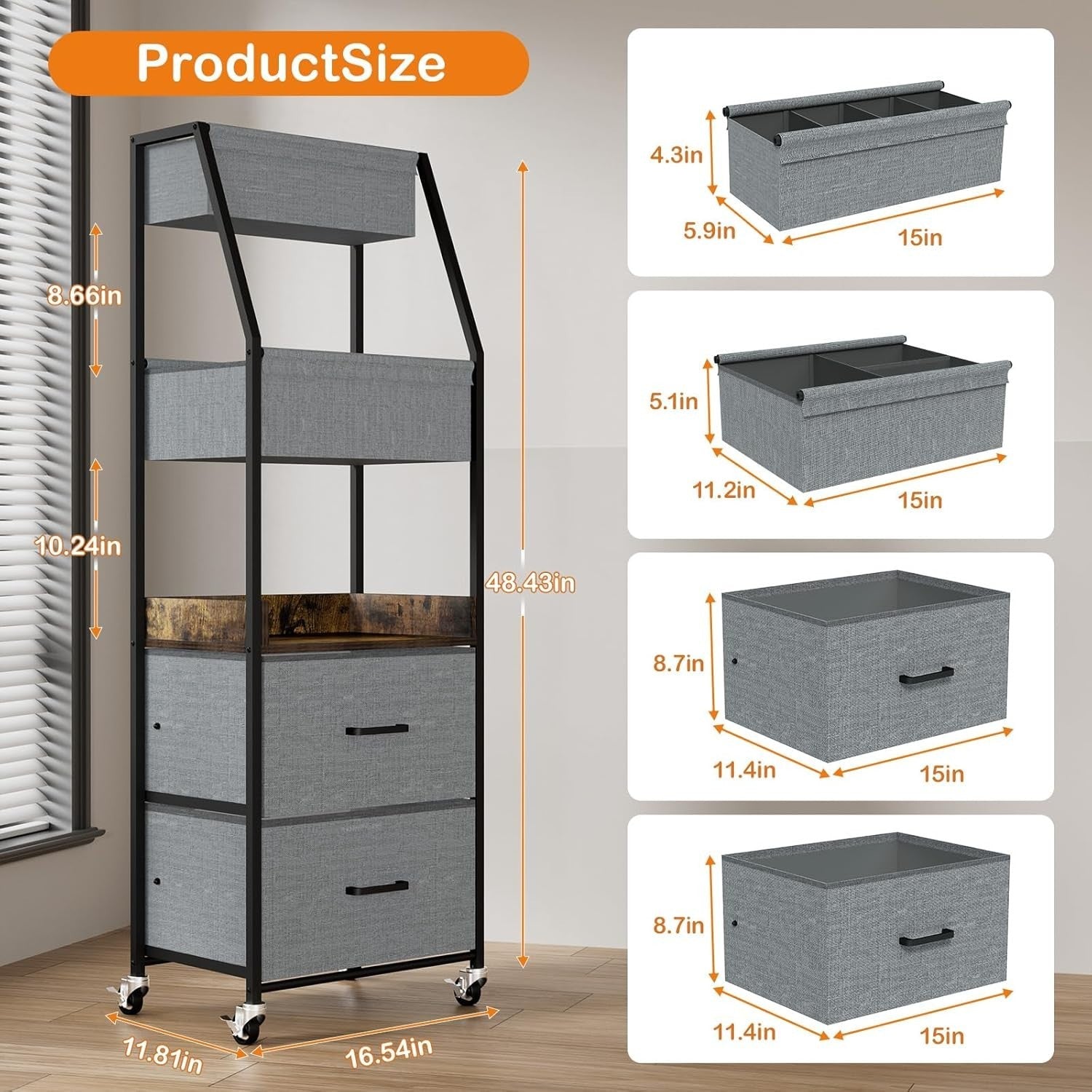 5 Tier Baby Diaper Caddy Organizer Cart Nursery Trolley with Wheels